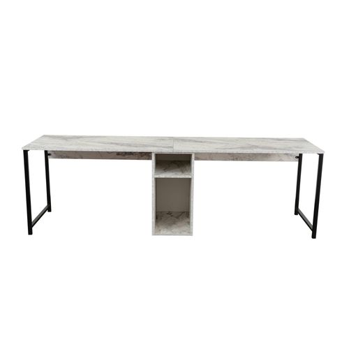 Bureau Double Avec Rangement Central - Plateau Effet Marbre Marfa