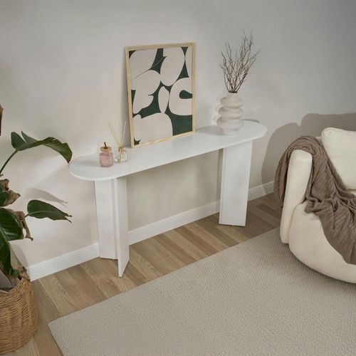 Console De Salon Blanche Effet Laqué - Pieds En V Marfa
