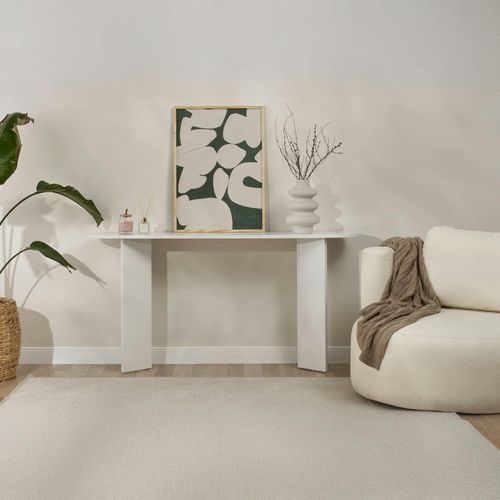 Console De Salon Blanche Effet Laqué - Pieds En V Marfa