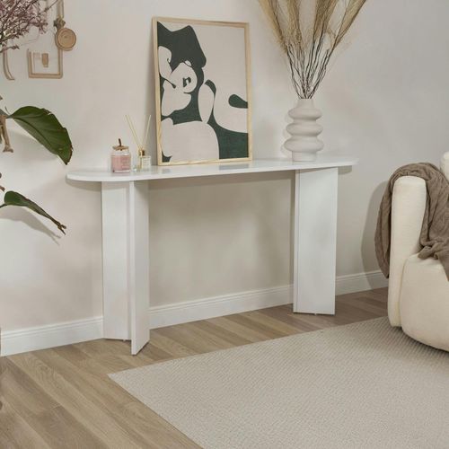Console De Salon Blanche Effet Laqué - Pieds En V Marfa