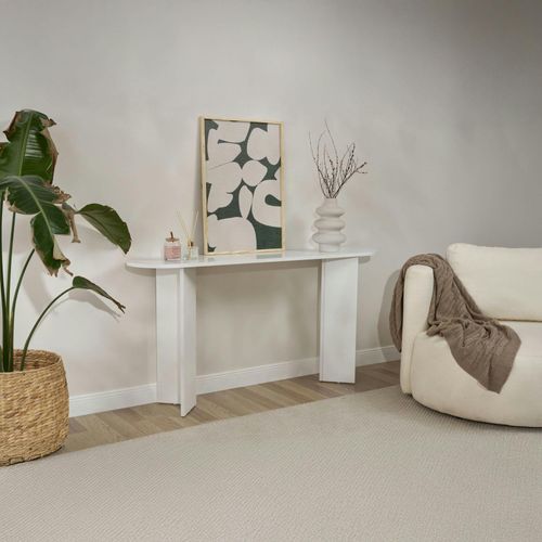 Console De Salon Blanche Effet Laqué - Pieds En V Marfa