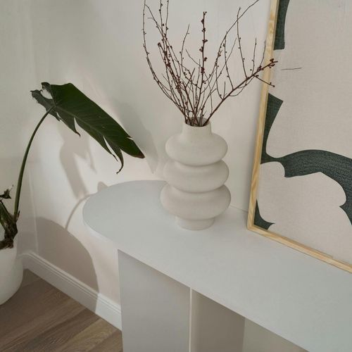 Console De Salon Blanche Effet Laqué - Pieds En V Marfa