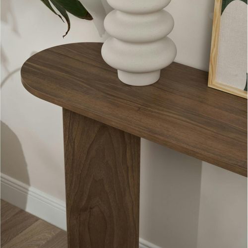 Console De Salon Ovale Effet Noyer Foncé - Pieds En V Marfa