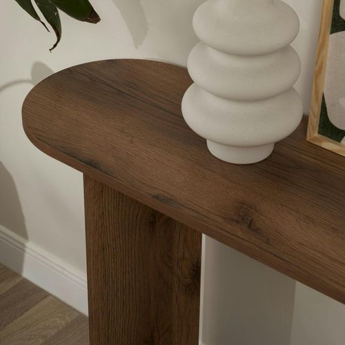 Console De Salon Ovale Effet Noyer Clair - Pieds En V Marfa