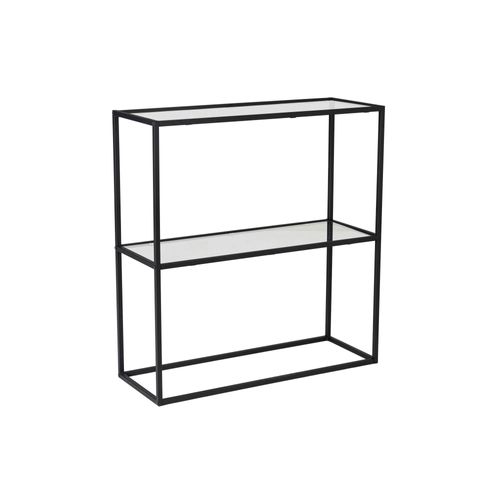 Console D'entrée En Métal Noir - 2 Plateaux Verre Jena