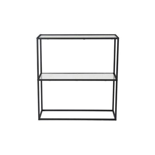 Console D'entrée En Métal Noir - 2 Plateaux Verre Jena