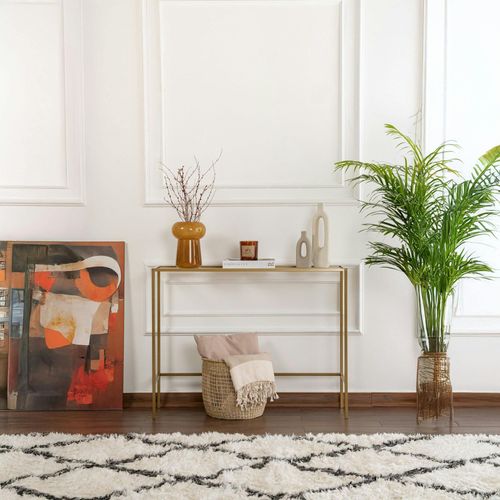 Console D'entrée Design En Verre Et Métal Doré Tulum