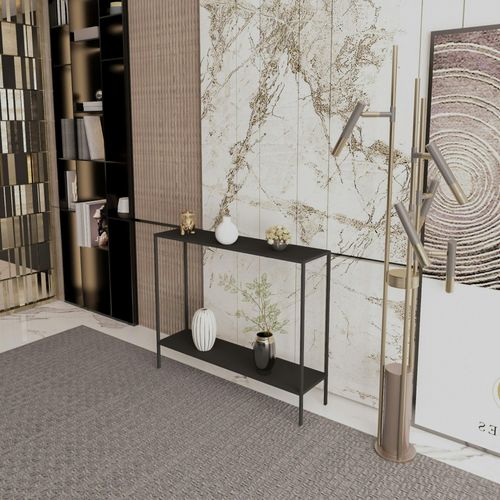 Console D'entrée Noire Minimaliste - 2 Plateaux Jena