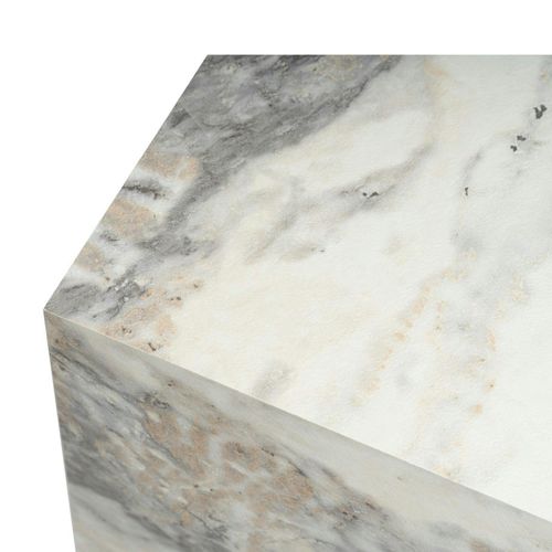 Bout De Canapé Cube Effet Marbre Blanc - Style Design Marfa