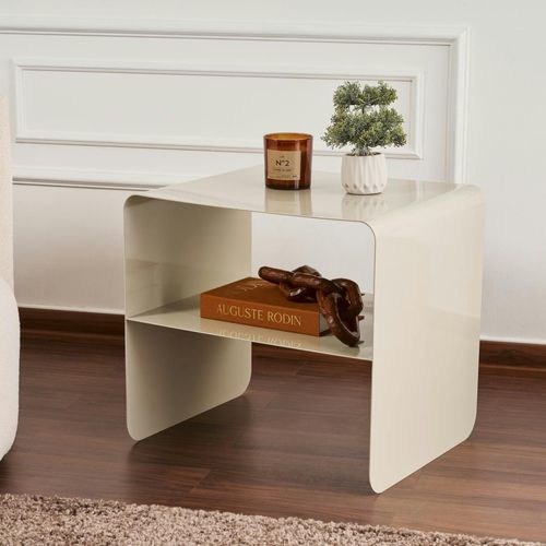 Chevet Design Métal Taupe – 2 Plateaux Sfax