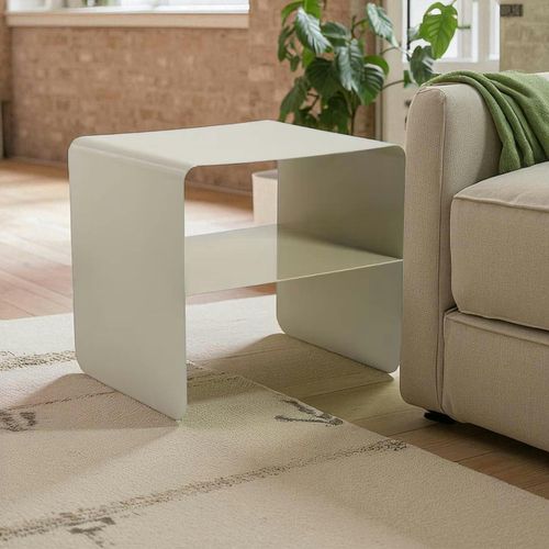 Chevet Design Métal Taupe – 2 Plateaux Sfax