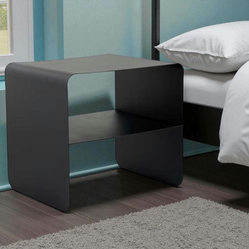 Chevet Design Métal Noir – 2 Plateaux Sfax