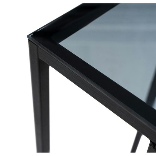 Bout De Canapé Métal Noir – Plateau Verre Fumé Design Tulum