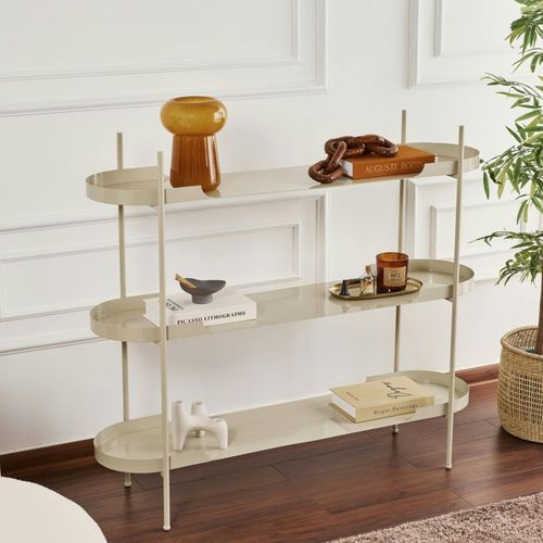 Étagère Métal Taupe 3 plateaux Bords Ronds – Esprit Loft Sfax
