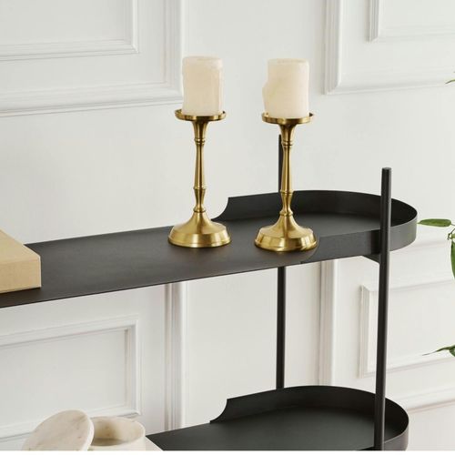 Étagère Métal Noir 3 plateaux Bords Ronds – Esprit Loft Sfax