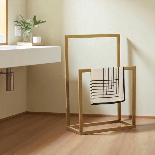 Porte-serviettes Sur Pied - 2 Barres Dorées, Style Design Sfax