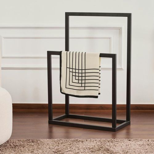 Porte-serviettes Sur Pied - 2 Barres Noires, Style Design Sfax