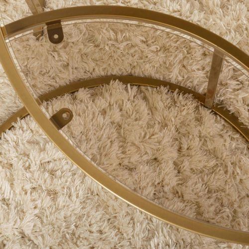 Table Gigogne Verre Ambré - Cadre Doré (lot De 2) ⌀80 Cm Tulum