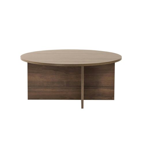 Table Basse Ronde Minimaliste - Effet Bois De Noyer Marfa