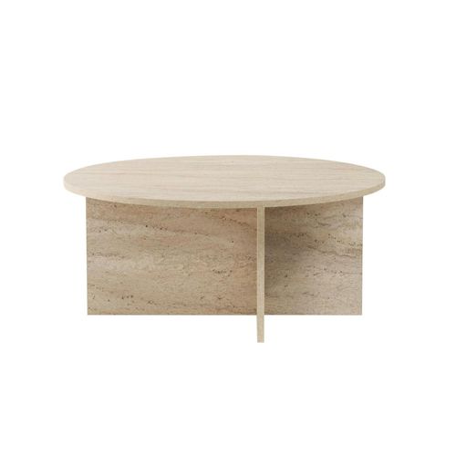 Table Basse Ronde Minimaliste - Effet Travertin Marfa
