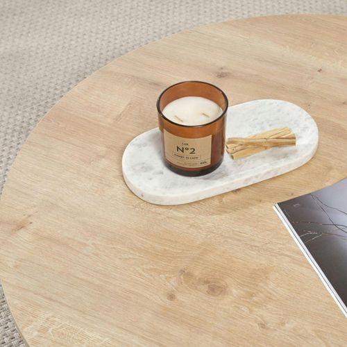 Table Basse Ronde Minimaliste - Effet Bois De Chêne Marfa