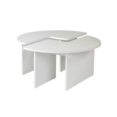 Table Basse Ronde Blanche Effet Laque - Design Puzzle Marfa