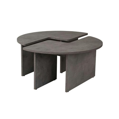 Table Basse Ronde Effet Béton – Design Puzzle Marfa