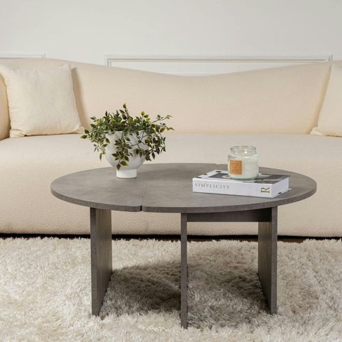 Table Basse Ronde Effet Béton – Design Puzzle Marfa