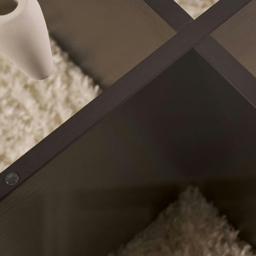 Table Basse Verre Fumé - Pied En Croix Effet Bois Noir Salta