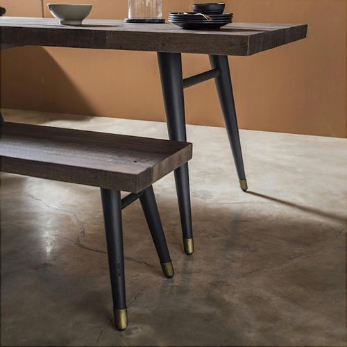 Banc De Table Bois Recyclé Piètement Noir 140 Cm Adélaïde