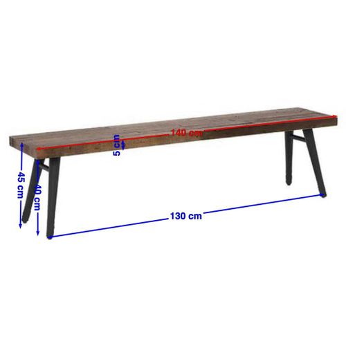 Banc De Table Bois Recyclé Piètement Noir 140 Cm Adélaïde