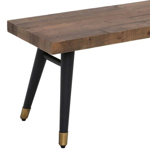 Banc De Table Bois Recyclé Piètement Effet Laiton Vieilli 180 Cm Adélaïde
