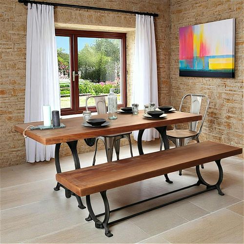 Table à Manger Industrielle Vintage Bois Recyclé 180 Cm Leeds