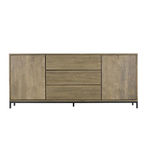 Buffet Contemporain Chêne Massif Encadrement Métal Noir Hudson