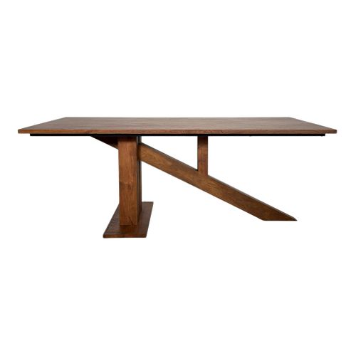 Table à Manger Moderne Piètement Oblique Chêne Massif 200 Cm Oka