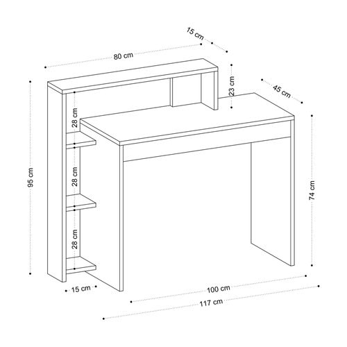 Bureau Moderne Avec Rangement Niches - Effet Chêne Marfa