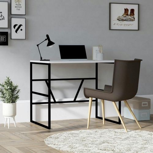 Petit Bureau Moderne Noir Avec Plateau Blanc Jena