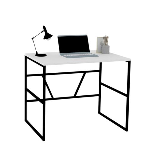 Petit Bureau Moderne Noir Avec Plateau Blanc Jena