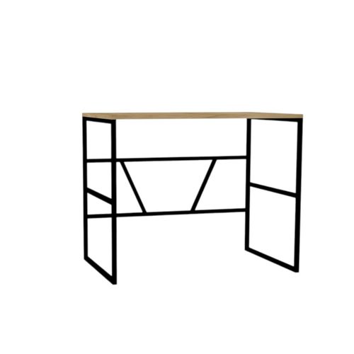 Petit Bureau Moderne Noir Avec Plateau Effet Chêne Clair Jena