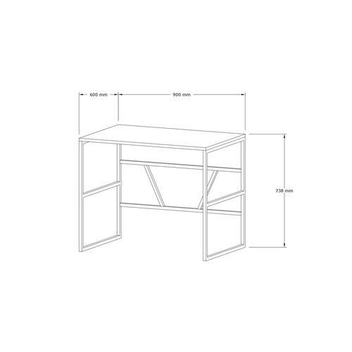 Petit Bureau Moderne Noir Avec Plateau Effet Chêne Clair Jena