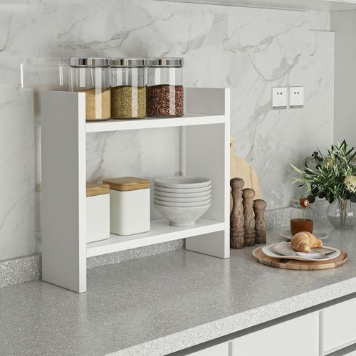 Etagère Cuisine Blanche à Poser - 2 Niveaux Marfa