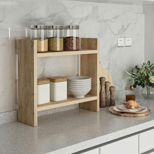 Etagère Cuisine à Poser Effet Pin - 2 Niveaux Marfa