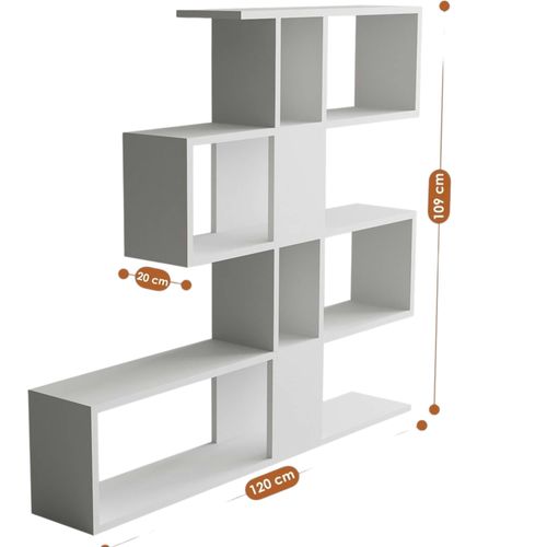 Bibliothèque Blanche Avec Niches, Style Design 120 Cm Marfa