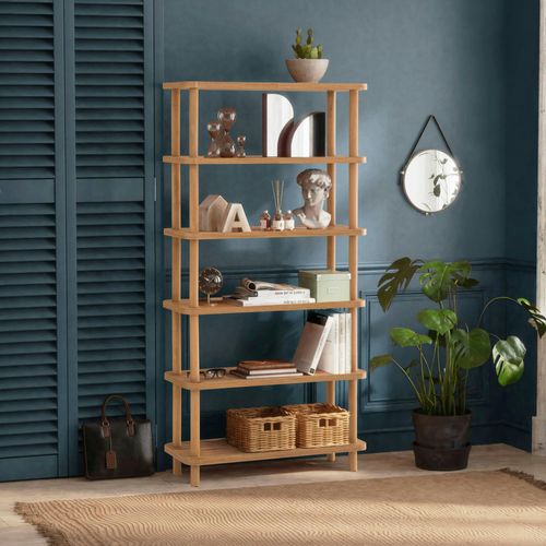 Bibliothèque Étagère Effet Pin - 6 Niveaux Marfa
