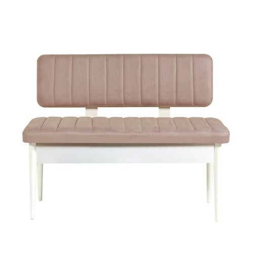 Banc D'entrée Avec Rangement - Tissu Rose Poudré Jena