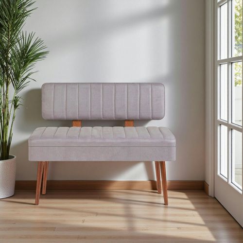 Banc D'entrée Avec Rangement - Tissu Gris Jena