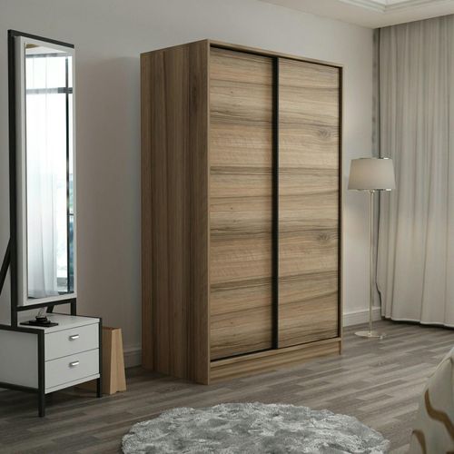 Armoire Penderie Portes Coulissantes, Effet Bois Byron