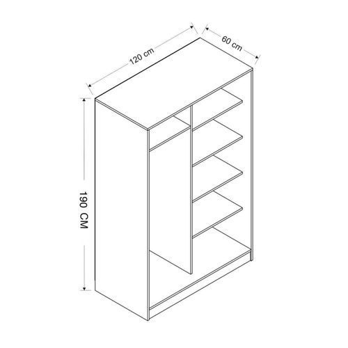 Armoire Penderie Portes Coulissantes, Effet Bois et Gris Byron