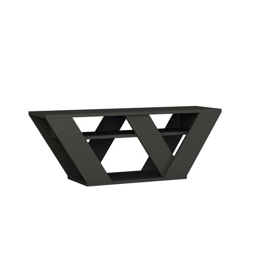 Petit Meuble TV Gris Foncé Avec Rangement - Pied En W Marfa