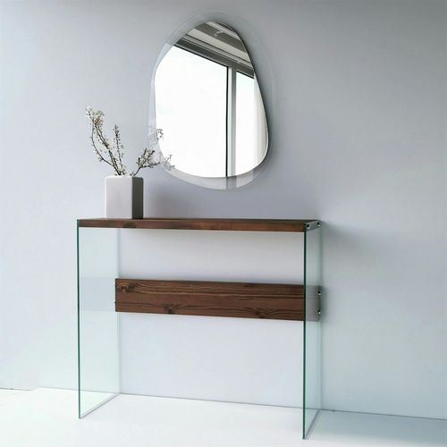 Miroir Design Organique - Cadre Verre Transparent 75 Cm Cody